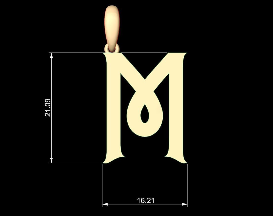 Initial Letters Pendant Mahalo M 3D print model_4
