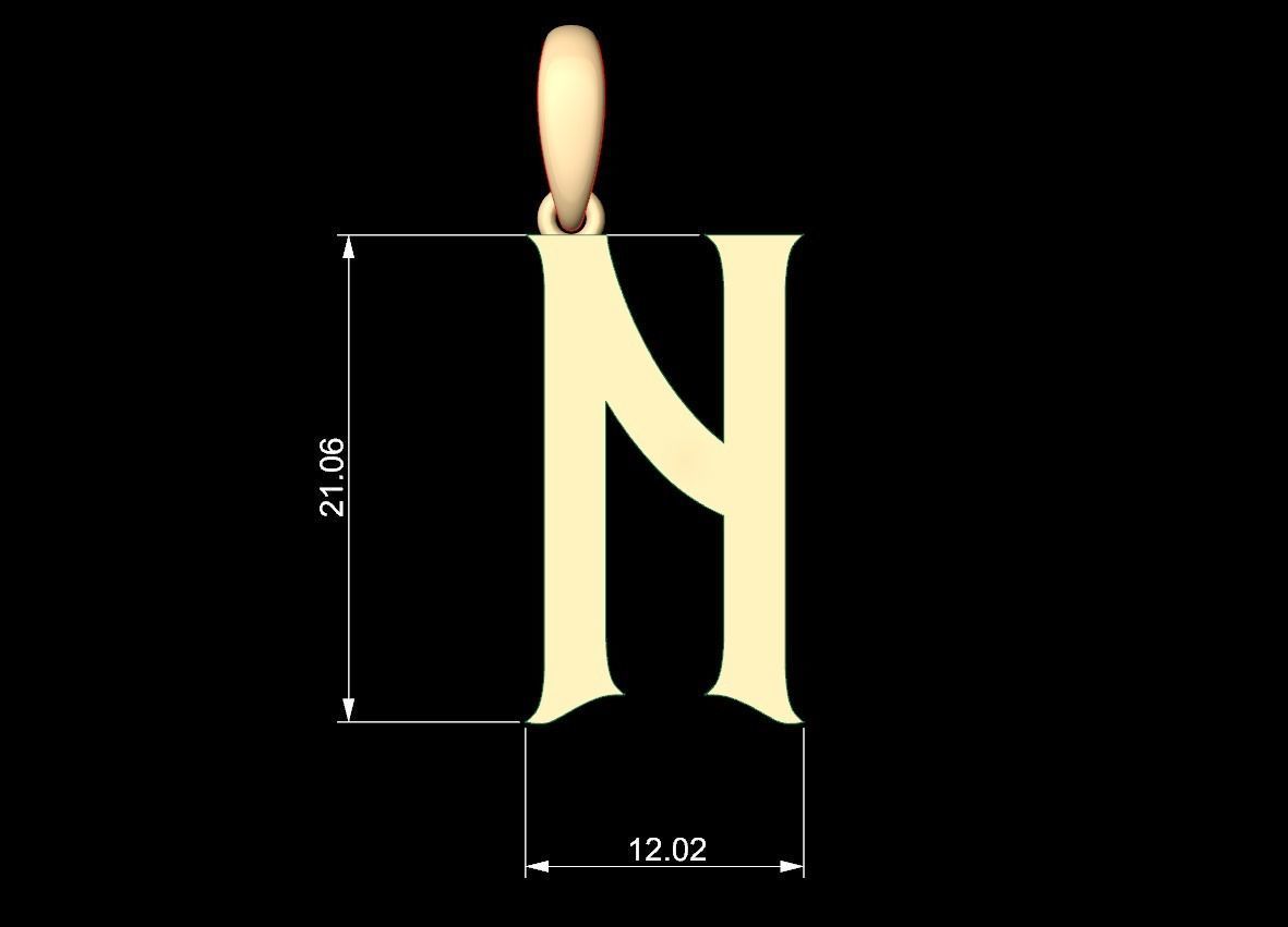Initial Letters Pendant Mahalo N 3D print model_5
