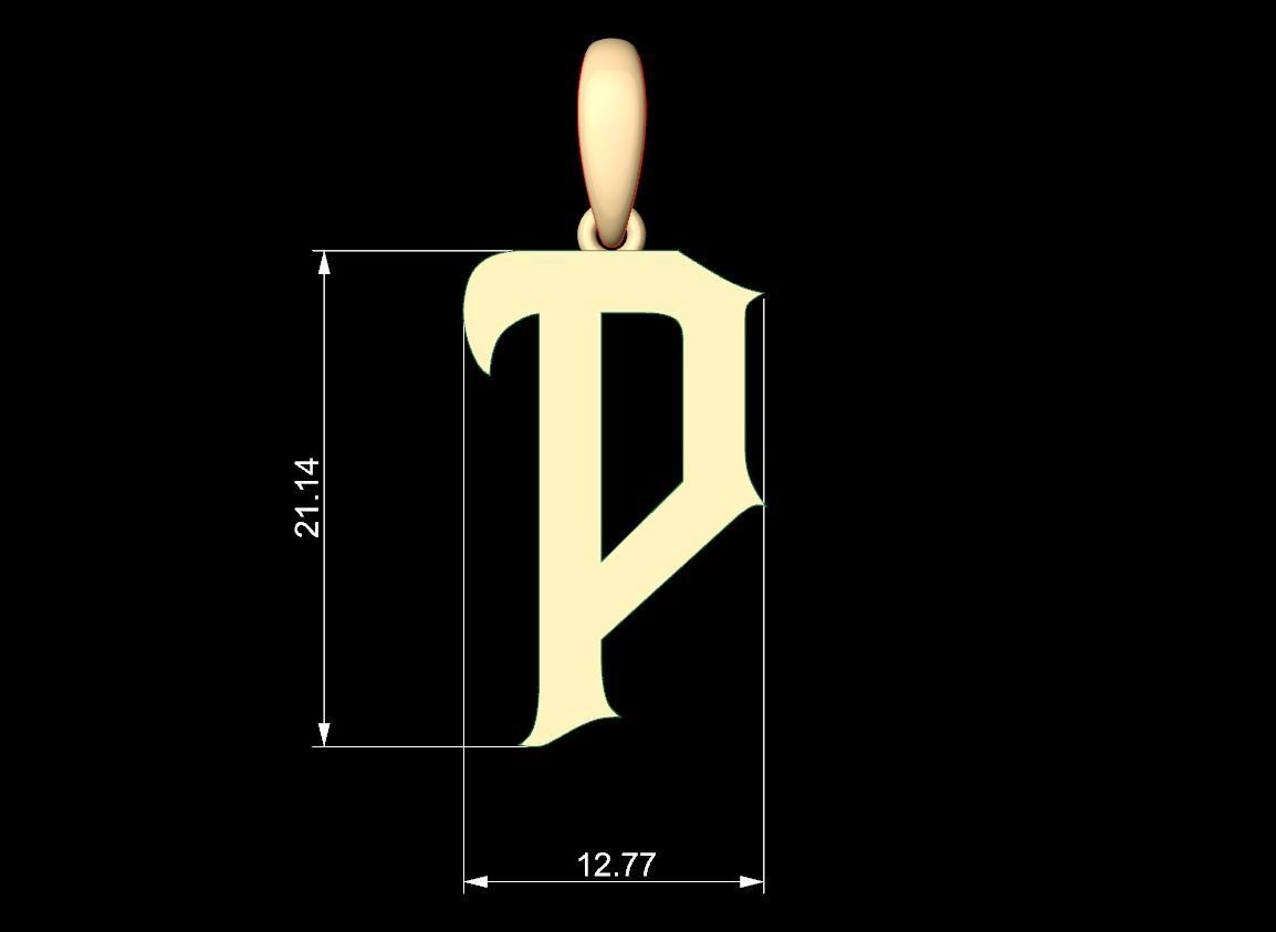 Initial Letters Pendant Mahalo P 3D print model_4