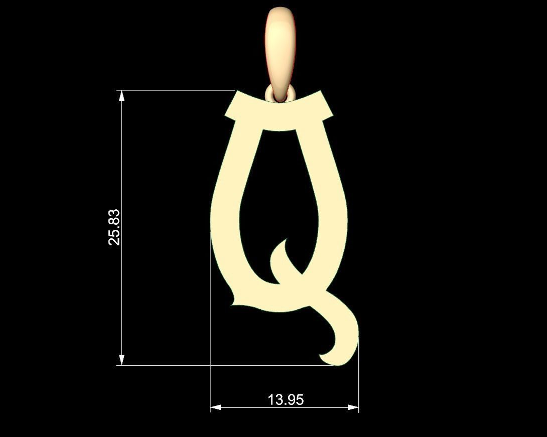 Initial Letters Pendant Mahalo Q 3D print model_4