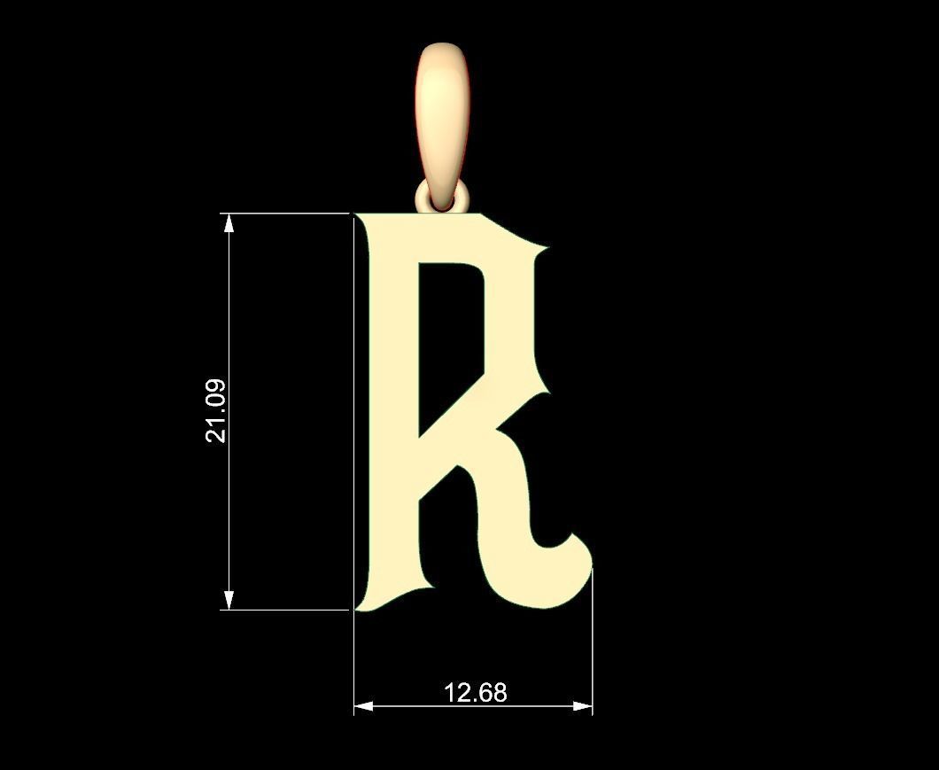 Initial Letters Pendant Mahalo R 3D print model_5