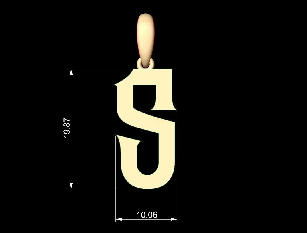 Initial Letters Pendant Mahalo S 3D print model_5