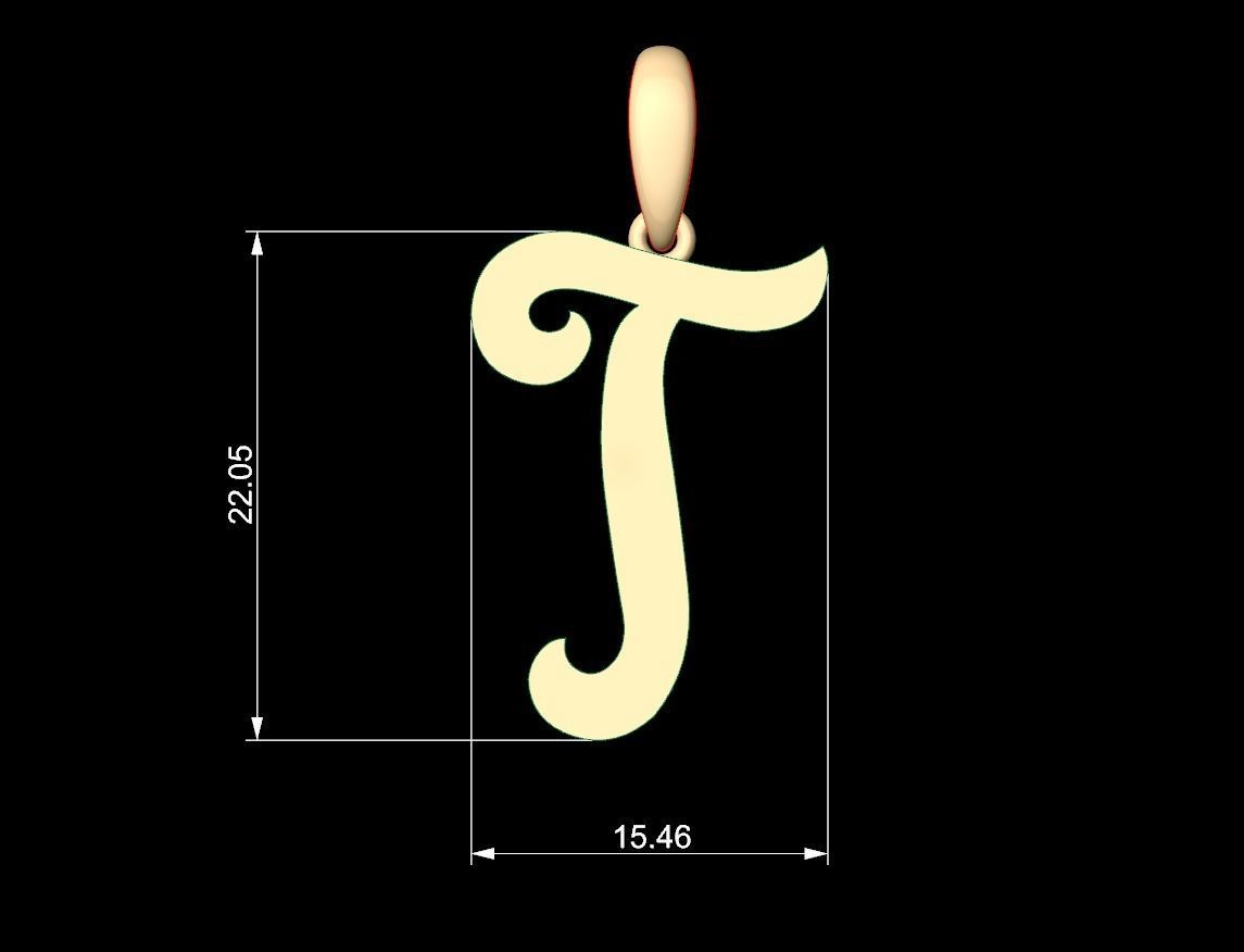 Initial Letters Pendant Mahalo T 3D print model_4