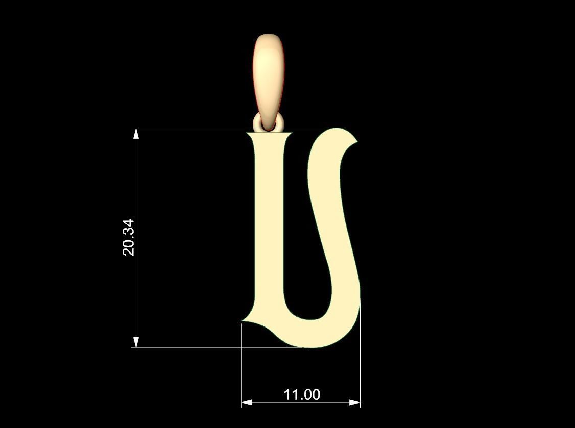 Initial Letters Pendant Mahalo U 3D print model_5