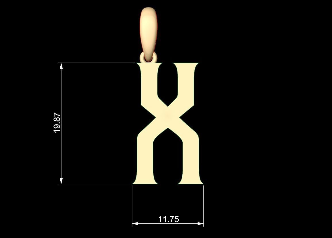 Initial Letters Pendant Mahalo X 3D print model_5