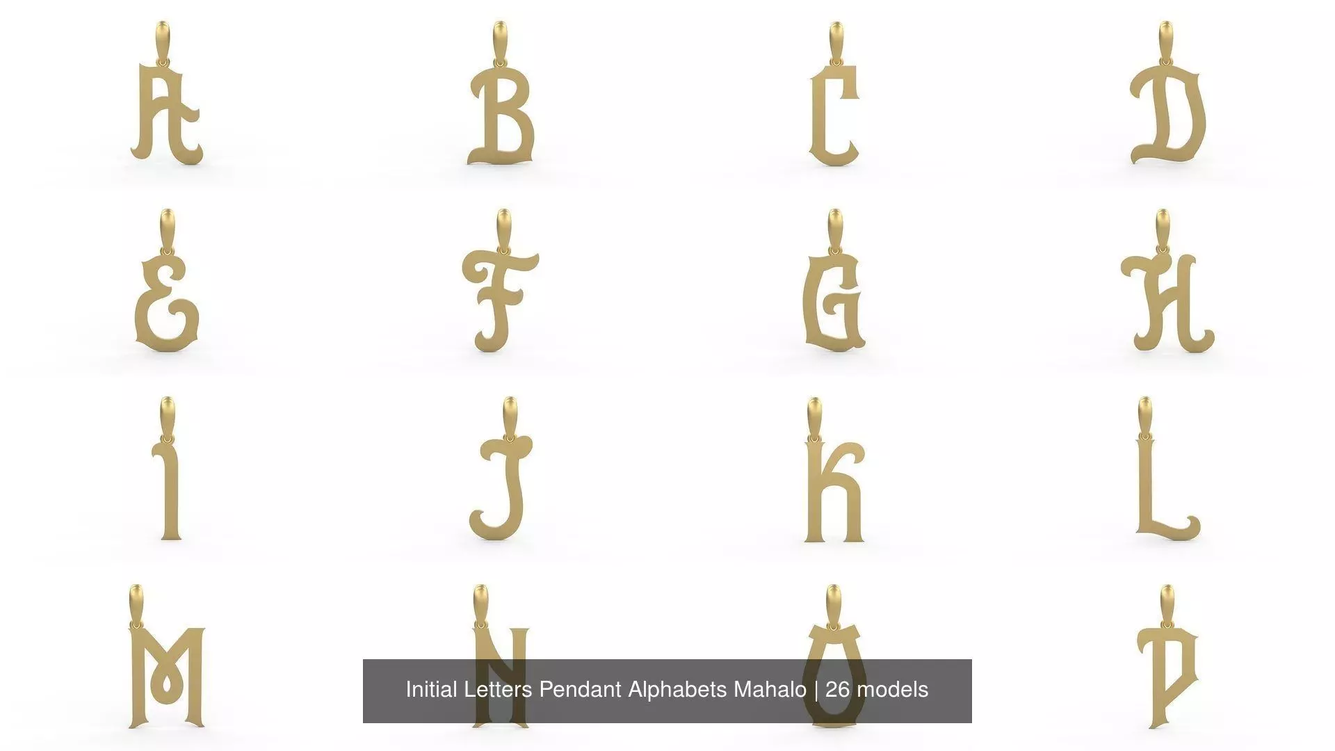 Initial Letters Pendant Alphabets Mahalo 3D Model Collection_0