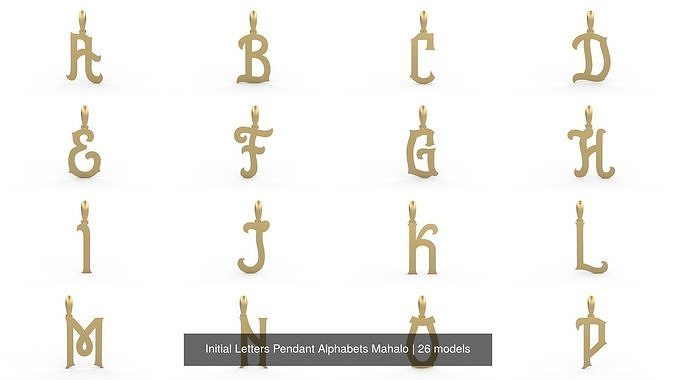 Initial Letters Pendant Alphabets Mahalo 3D Model Collection