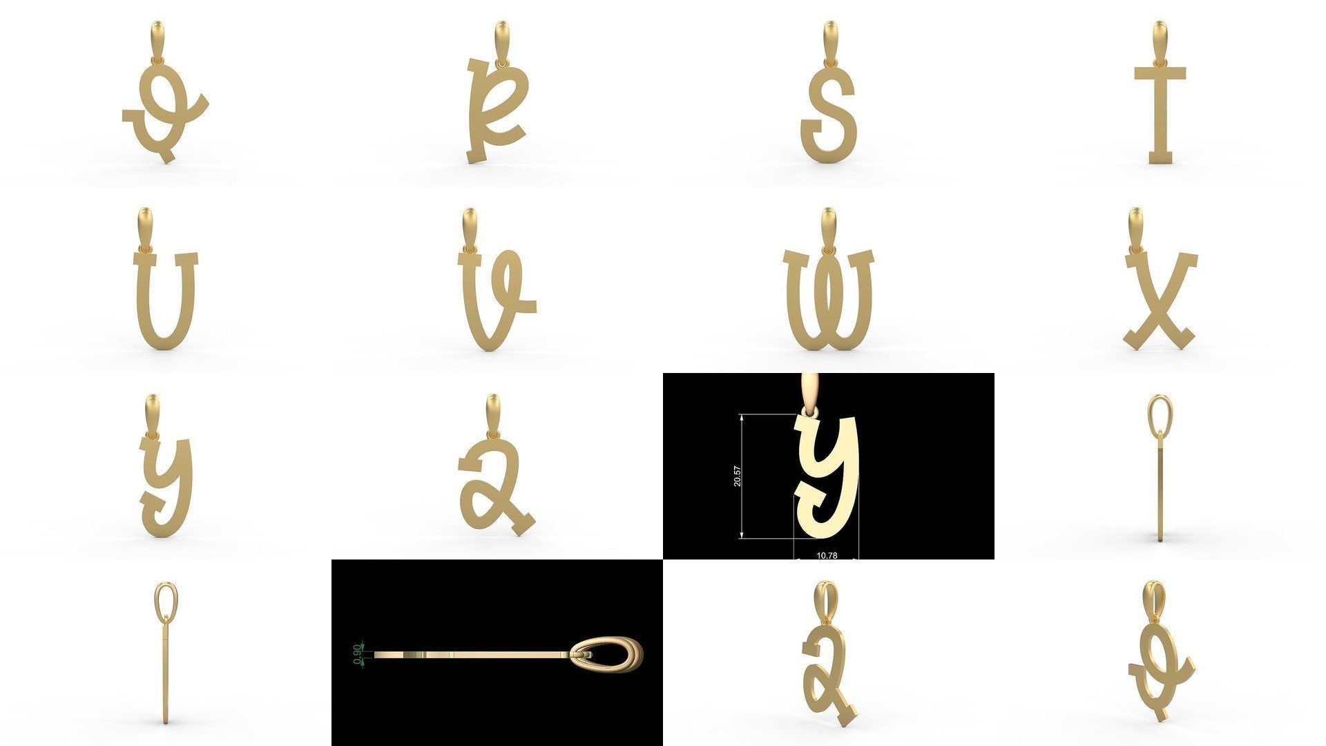Initial Letters Pendant Alphabets Spring Daily 3D Model Collection_1