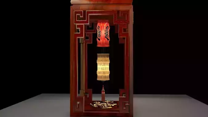 Chinese red  bamboo lantern 