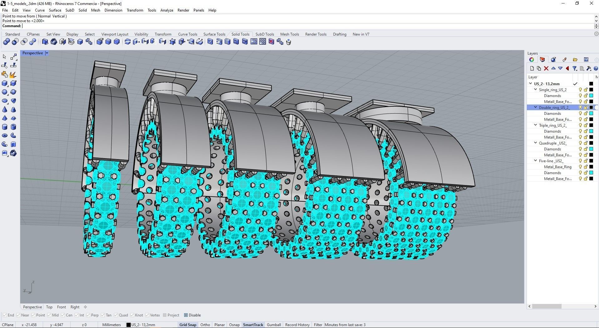 Demo collection Endless Rings US7 2mm GEM 3D print model_7