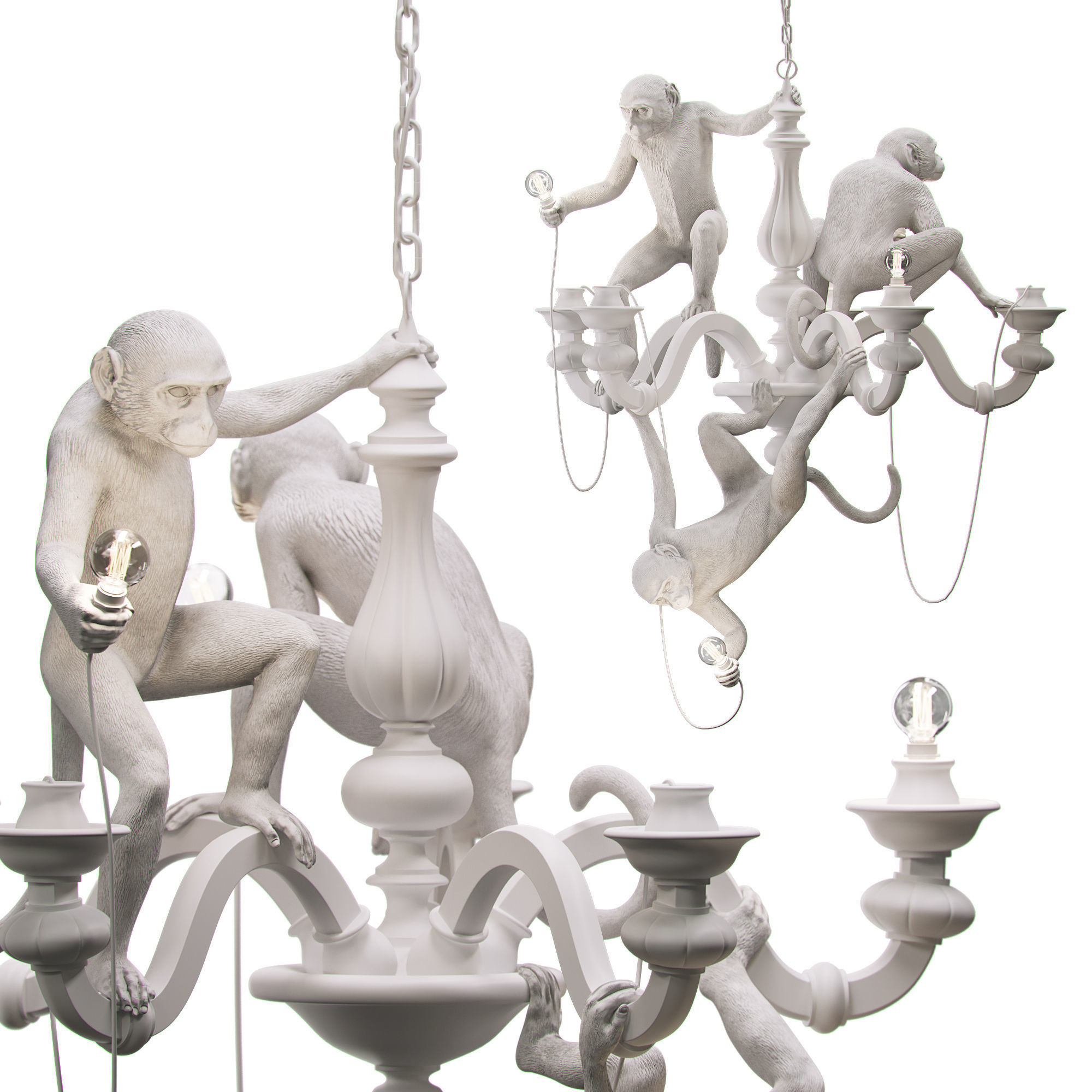 The Monkey Chandelier Low and High poly 3D model_3