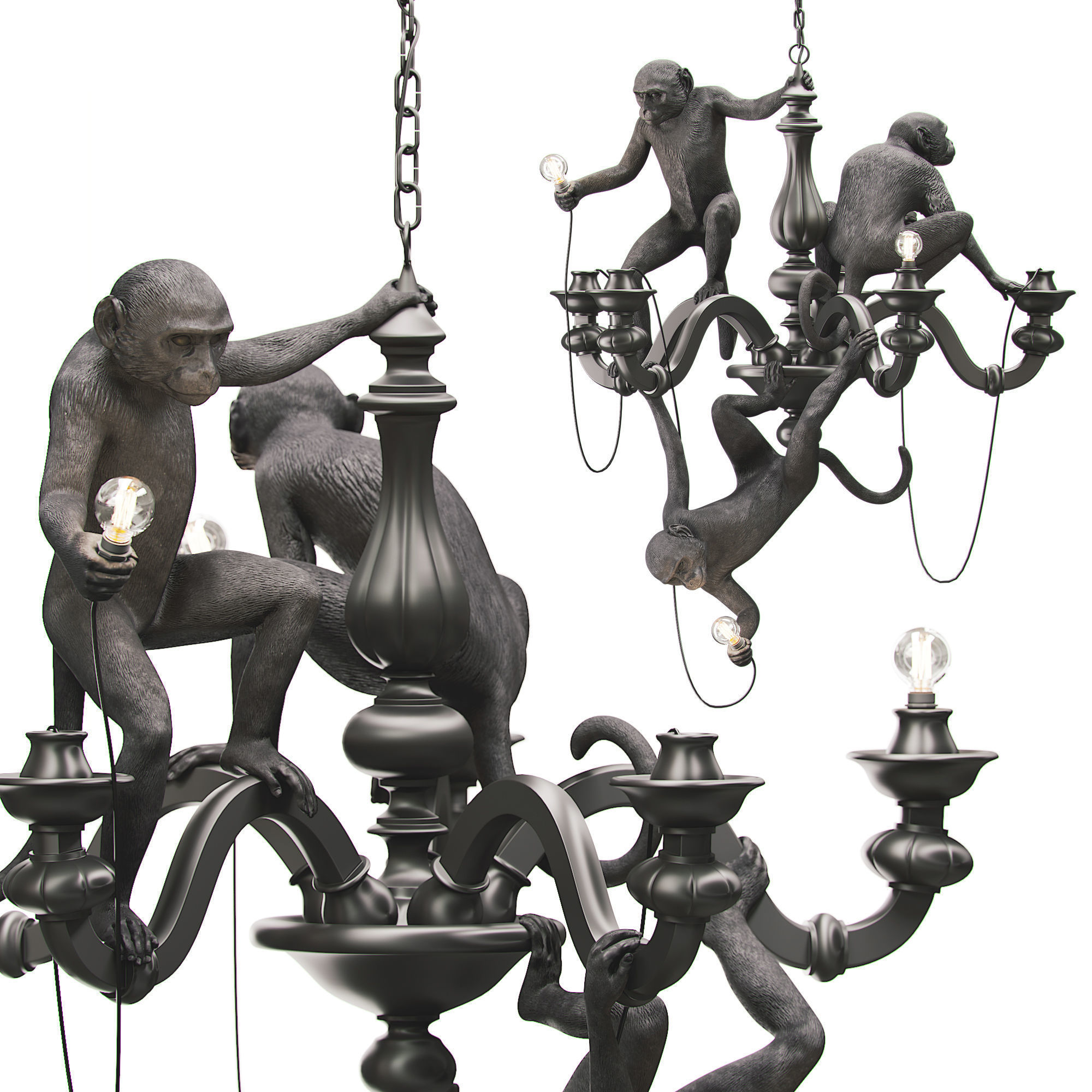 The Monkey Chandelier Low and High poly 3D model_1