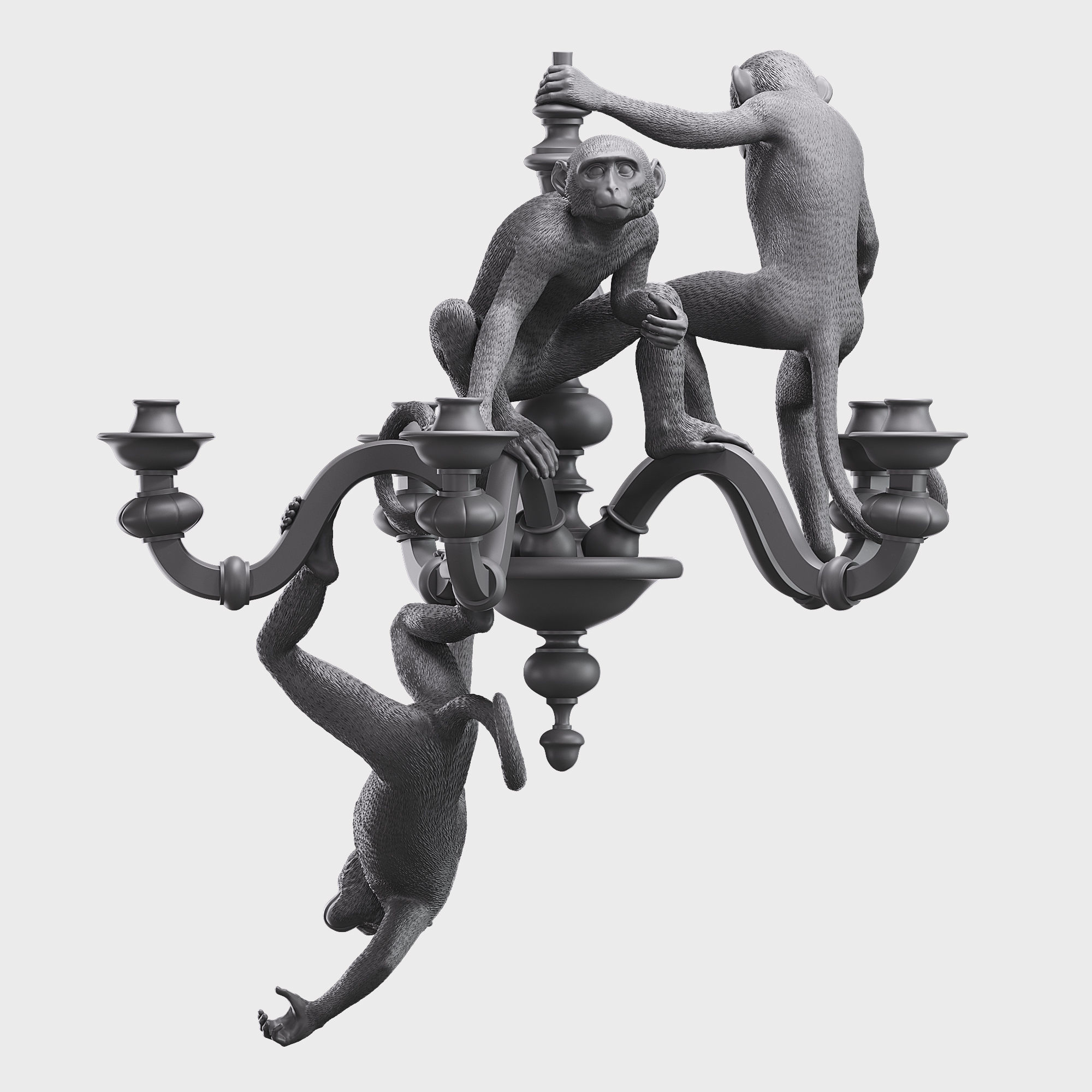 The Monkey Chandelier Low and High poly 3D model_9