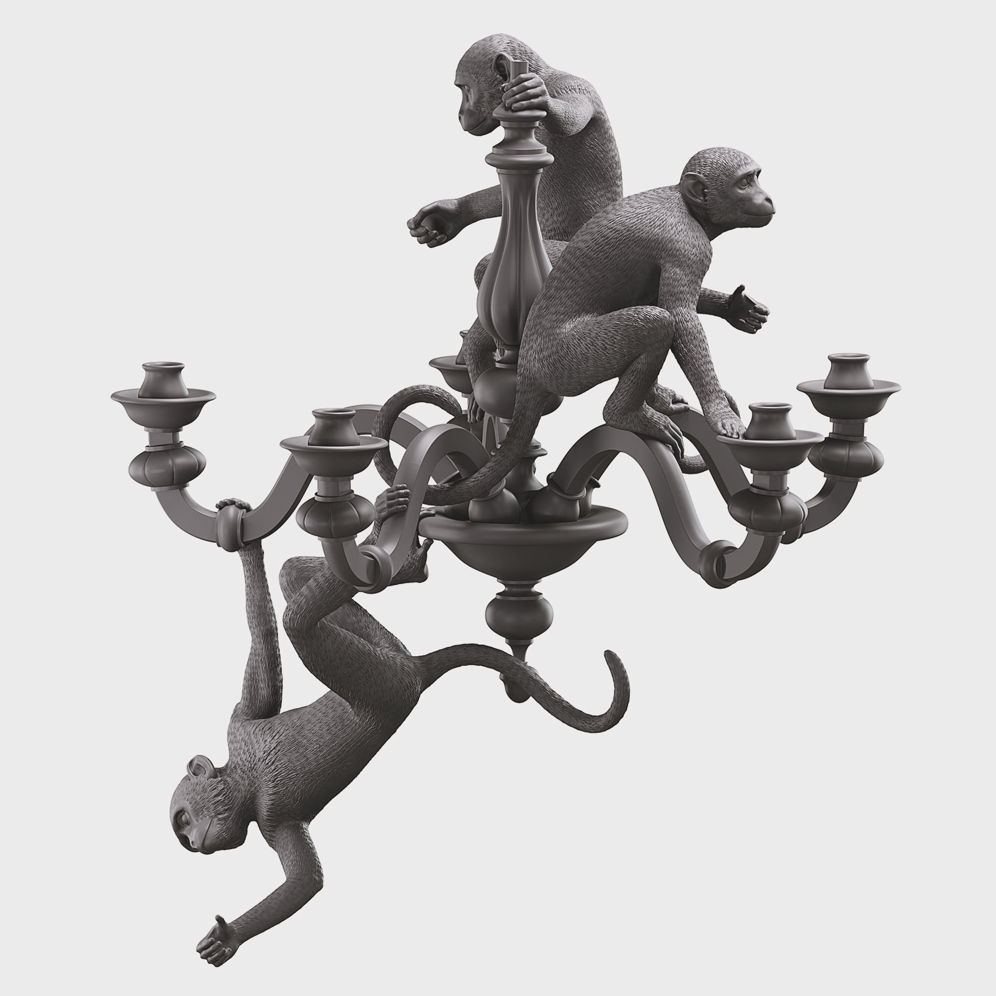 The Monkey Chandelier Low and High poly 3D model_15