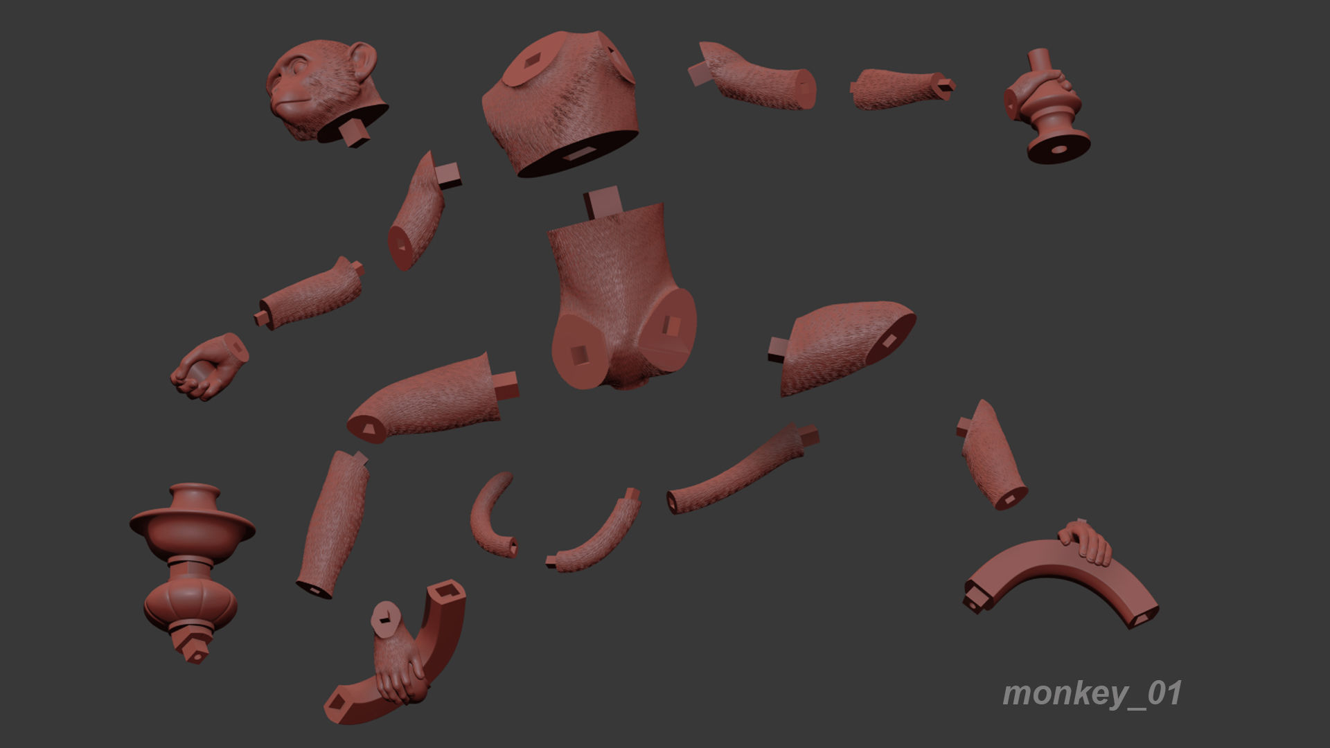 The Monkey Chandelier Low and High poly 3D model_5