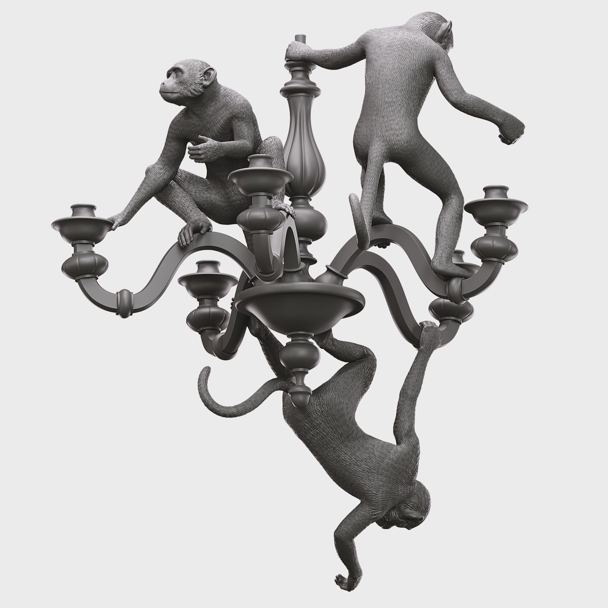 The Monkey Chandelier Low and High poly 3D model_14