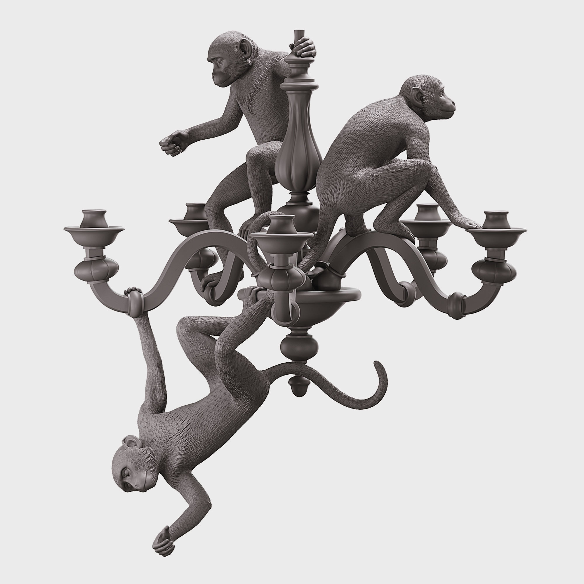 The Monkey Chandelier Low and High poly 3D model_19
