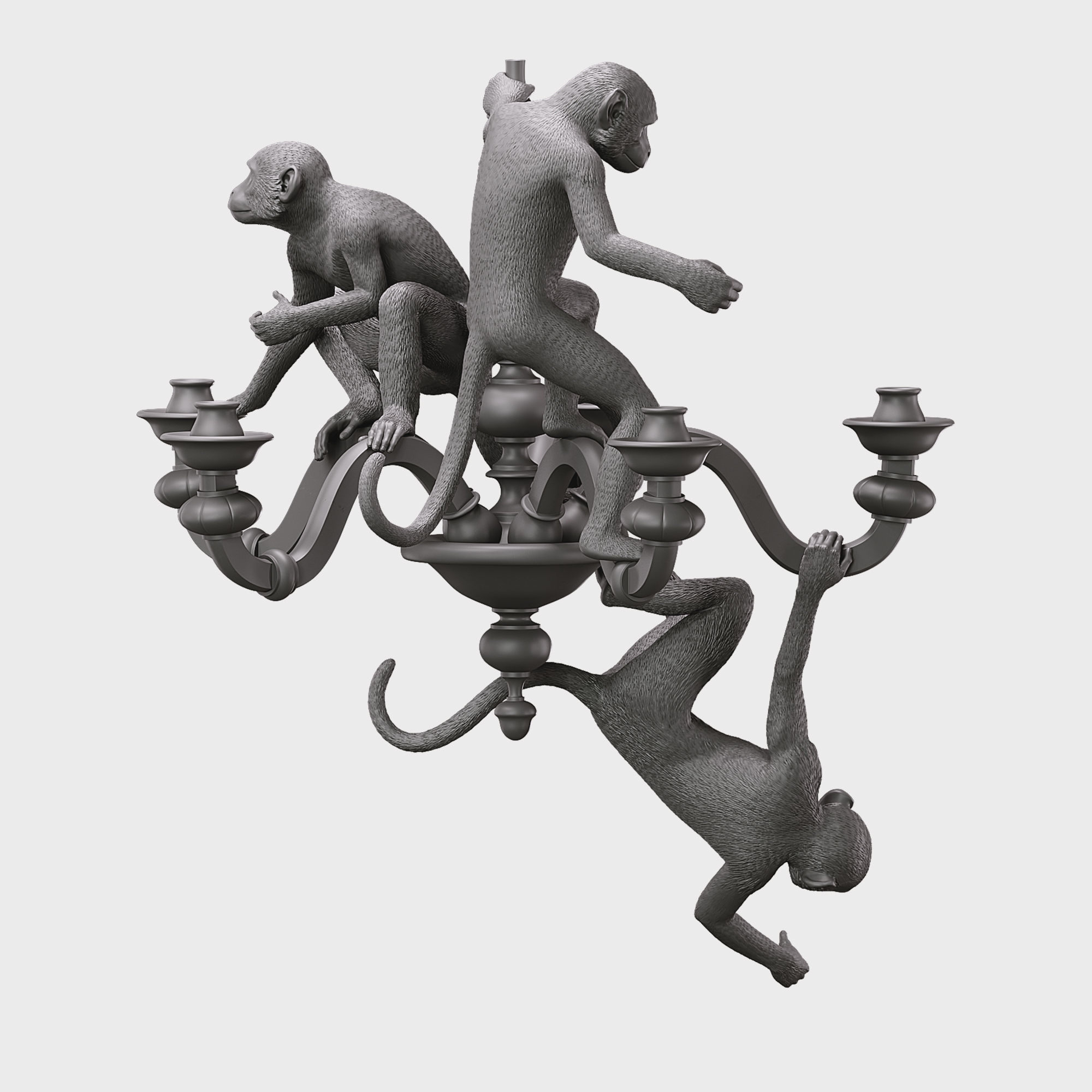 The Monkey Chandelier Low and High poly 3D model_16
