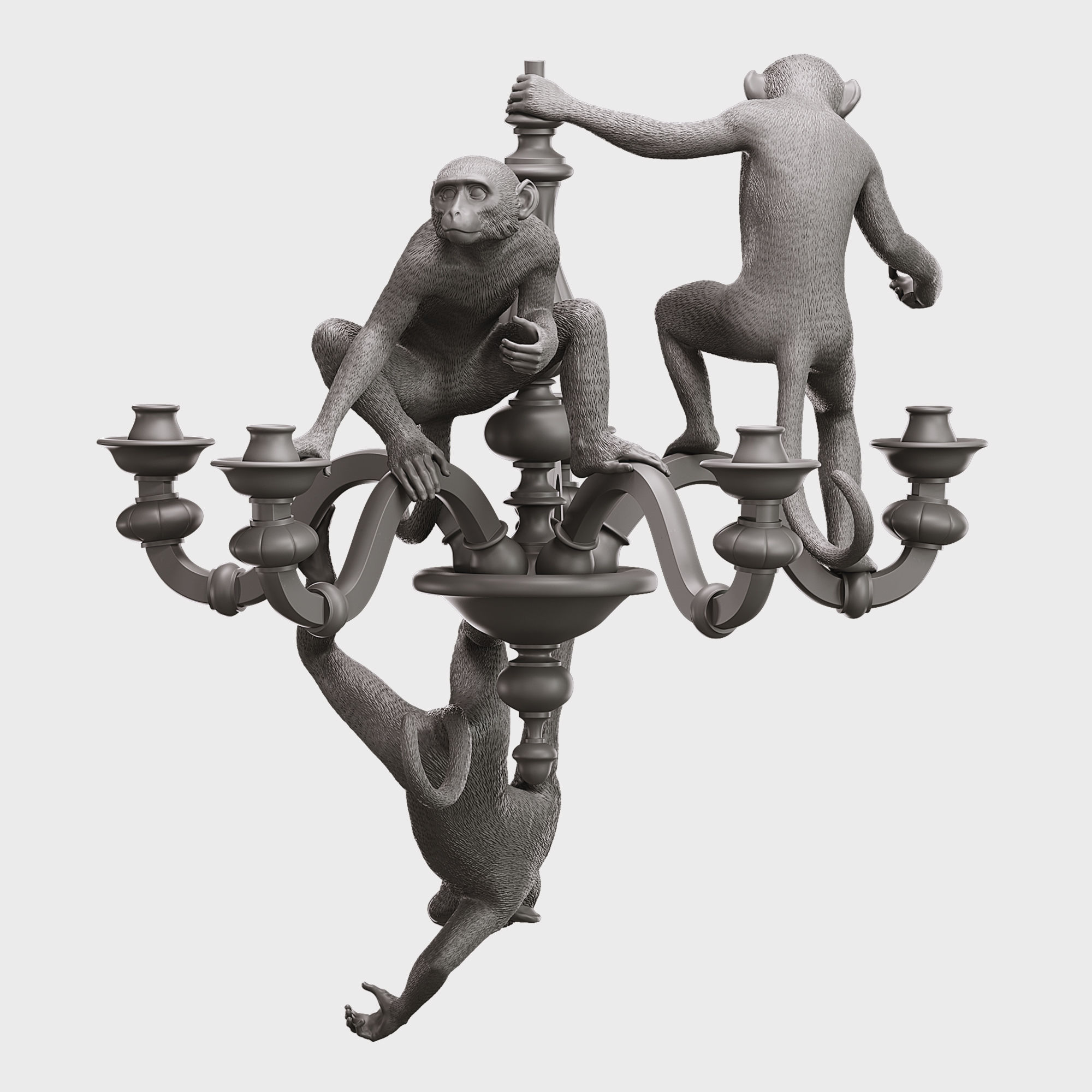 The Monkey Chandelier Low and High poly 3D model_18
