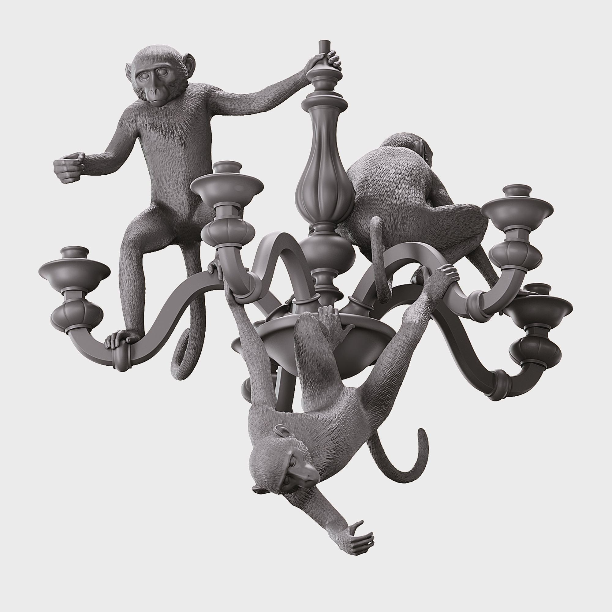 The Monkey Chandelier Low and High poly 3D model_12