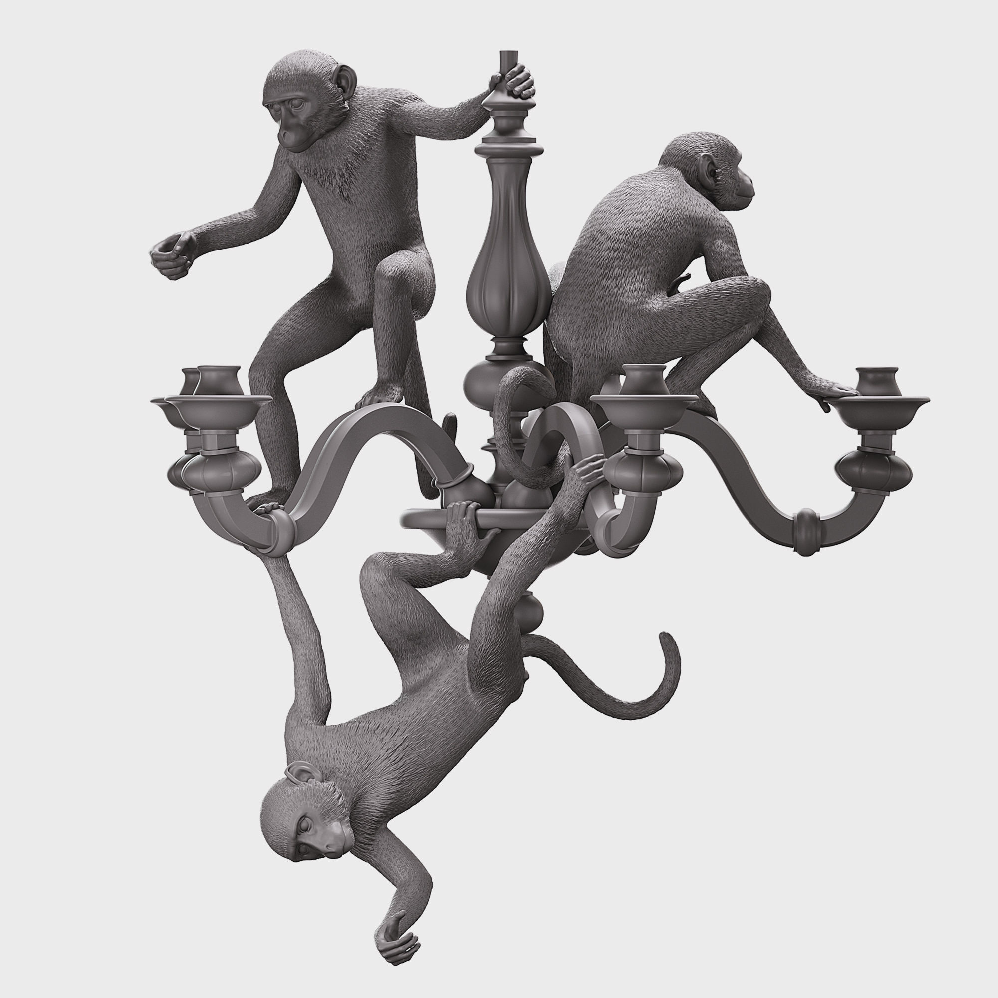 The Monkey Chandelier Low and High poly 3D model_17