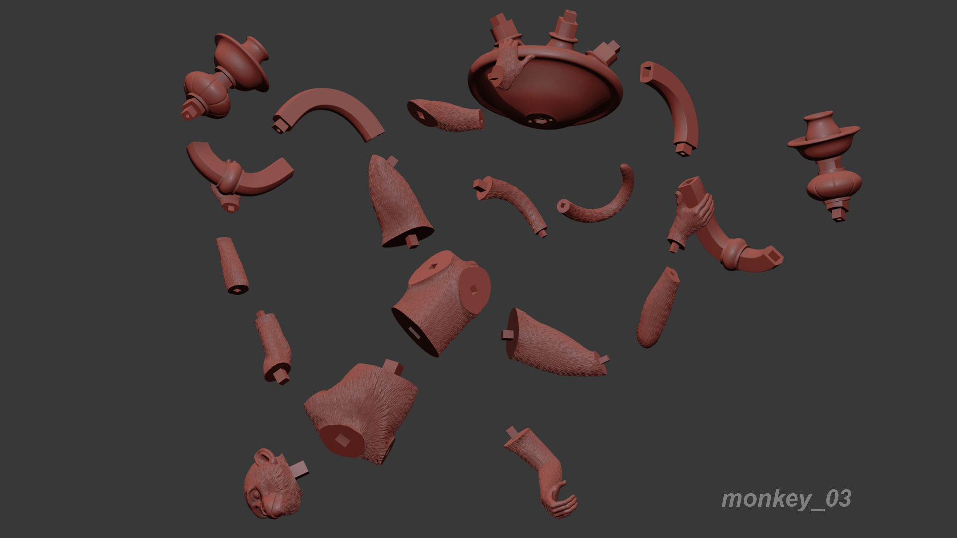 The Monkey Chandelier Low and High poly 3D model_7