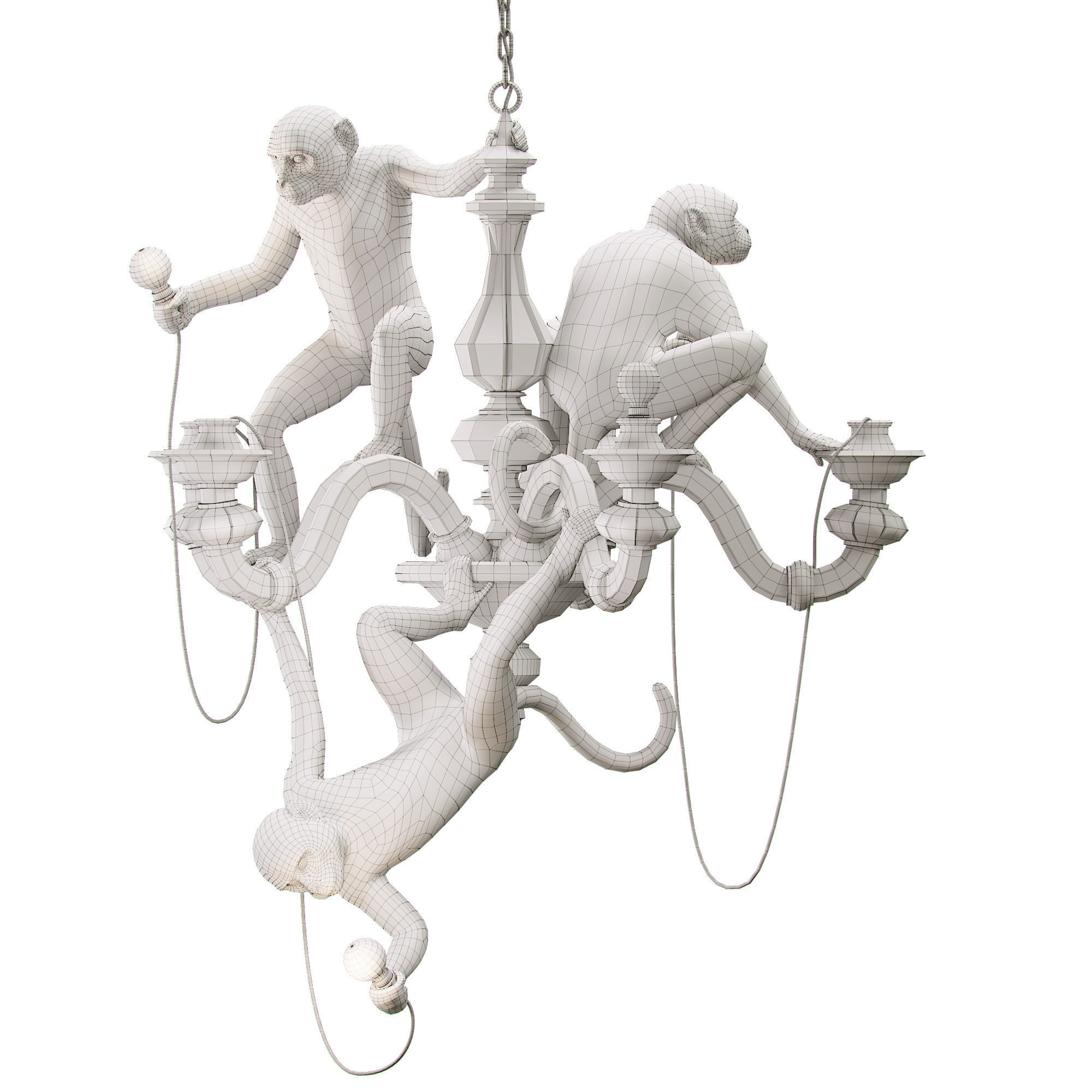 The Monkey Chandelier Low and High poly 3D model_4