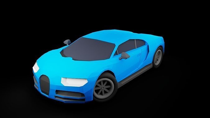 Low Poly Bugatti Chiron Sports Car Low-poly 3D model