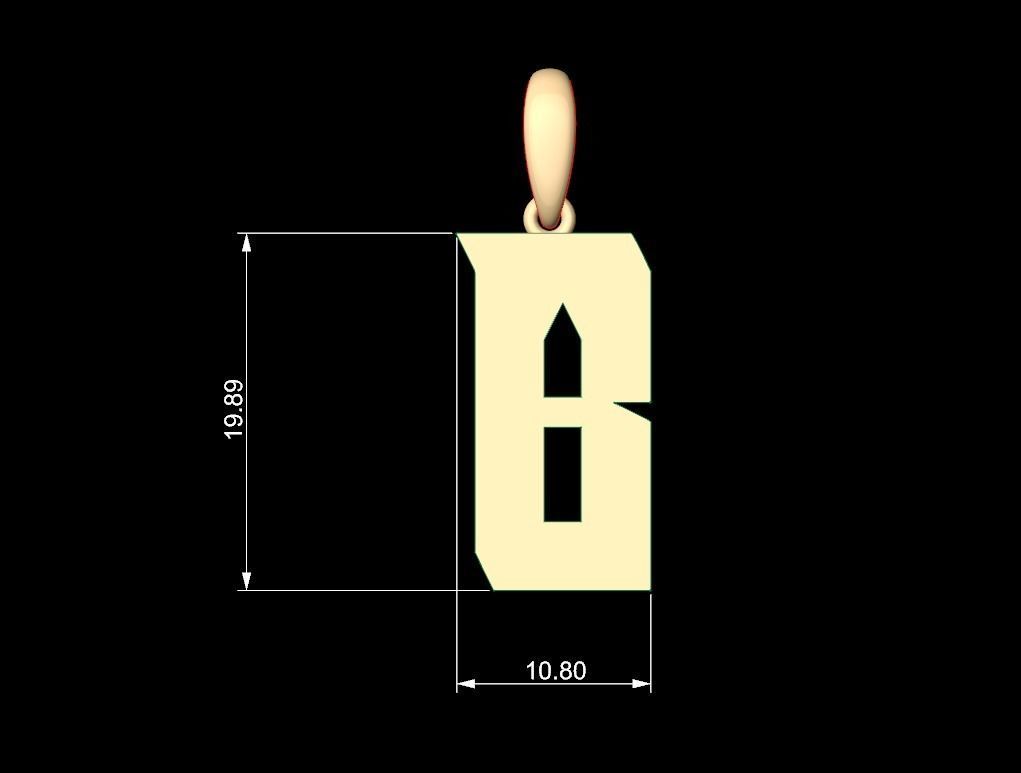 Initial Letters Pendant Muntela B 3D print model_5