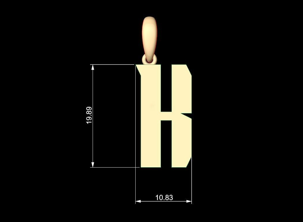 Initial Letters Pendant Muntela K 3D print model_5