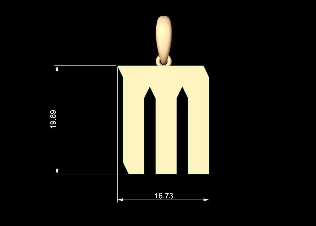 Initial Letters Pendant Muntela M 3D print model_5