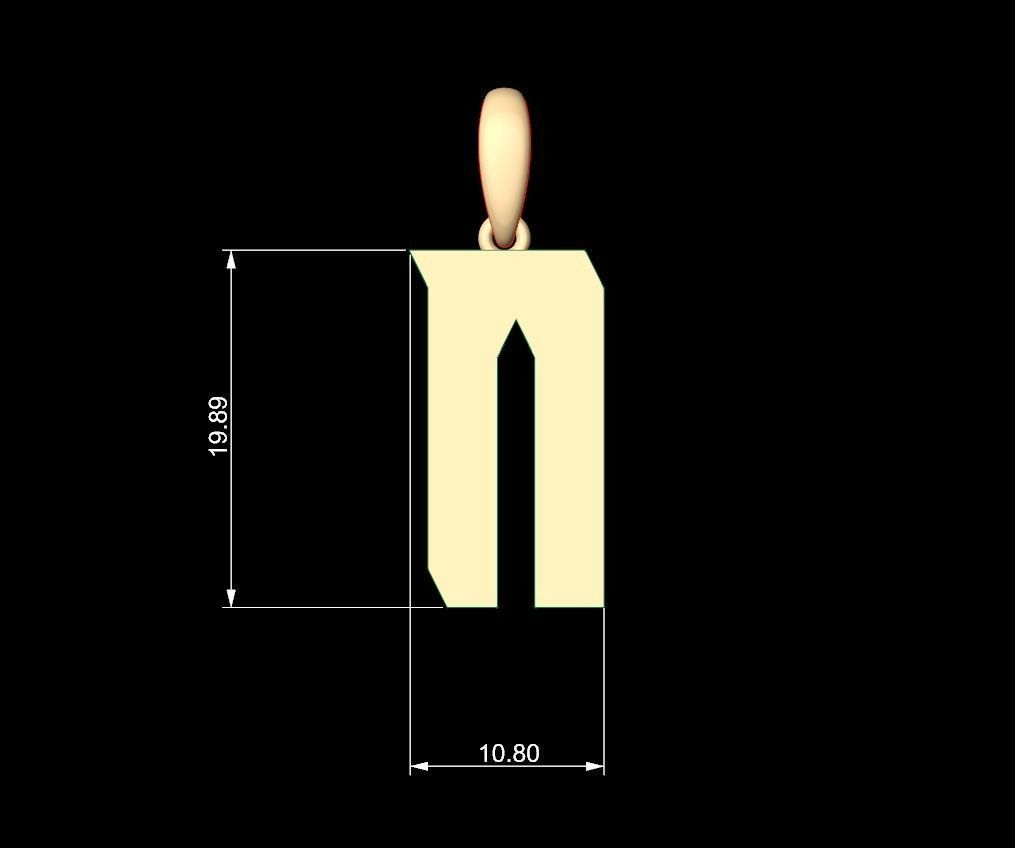 Initial Letters Pendant Muntela N 3D print model_5