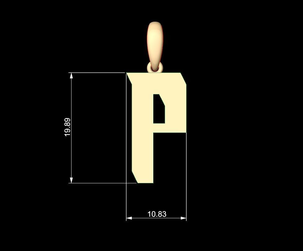 Initial Letters Pendant Muntela P 3D print model_4