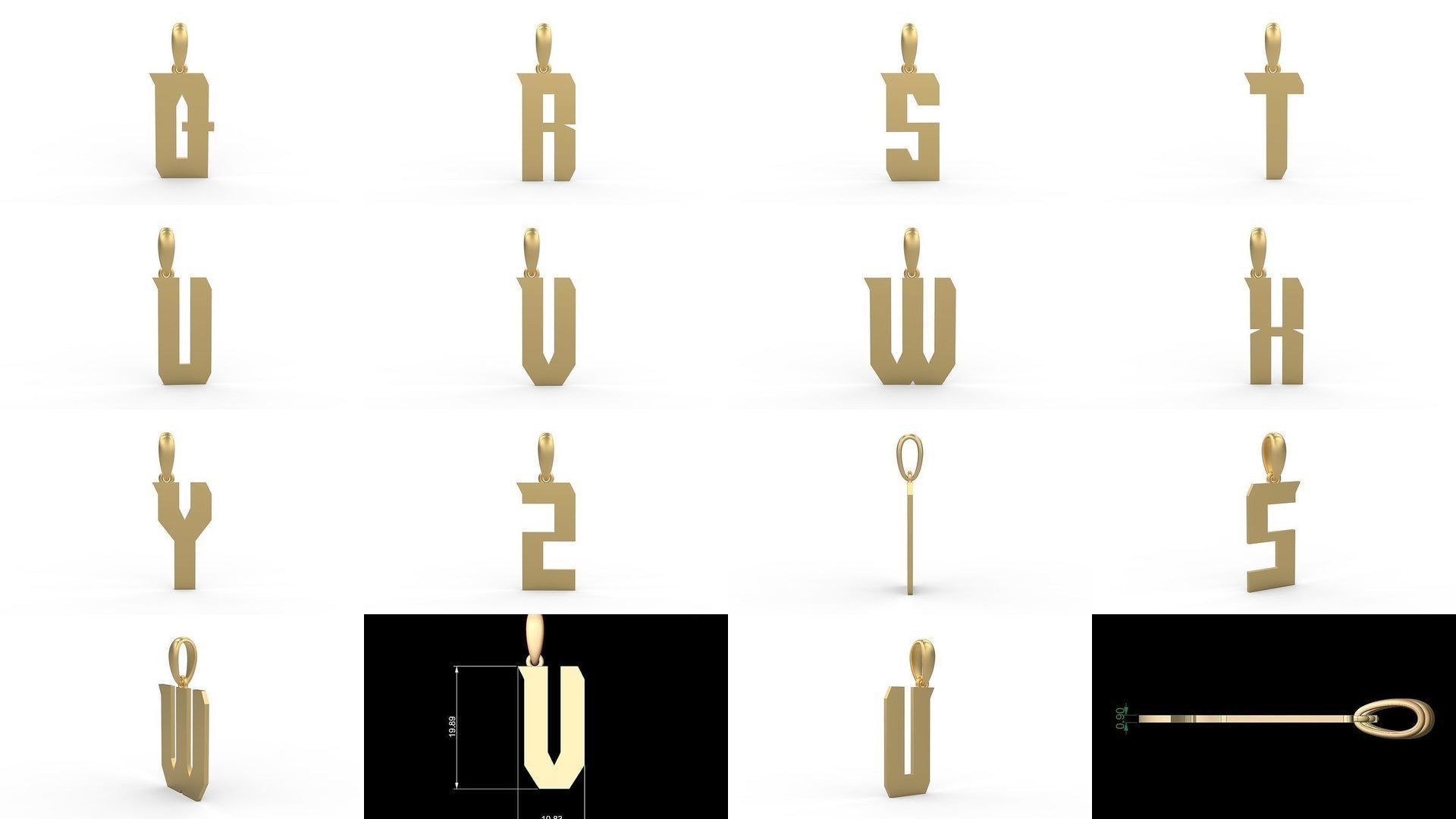 Initial Letters Pendant Alphabets Muntela 3D Model Collection_1