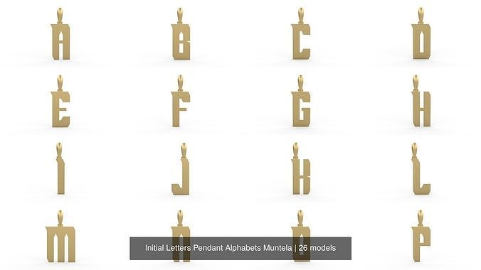 Initial Letters Pendant Alphabets Muntela 3D Model Collection