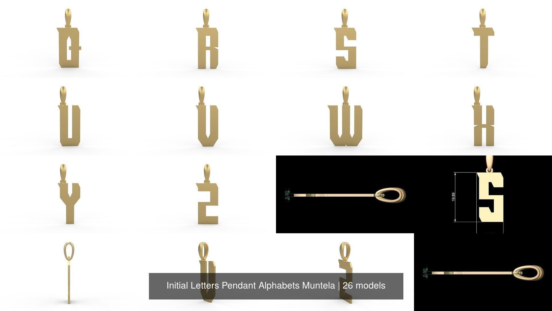 Initial Letters Pendant Alphabets Muntela 3D Model Collection_2
