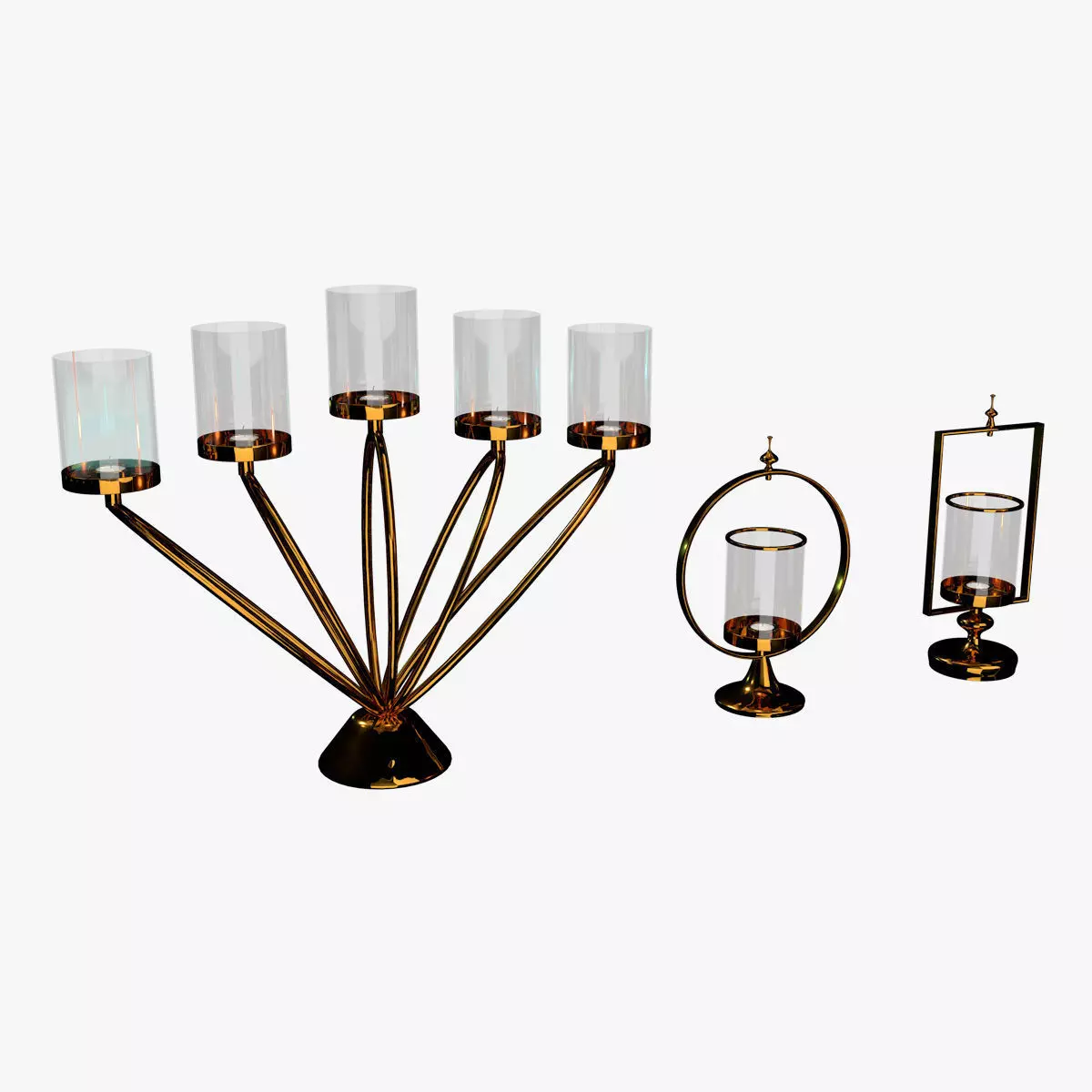 gold candlesticks 3D model