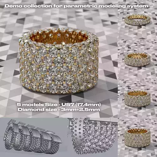 Demo collection Infinity Rings US7 3mm GEM 3D print model