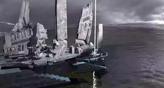 Halo Forerunner Inspired Gateway with bridge hologram