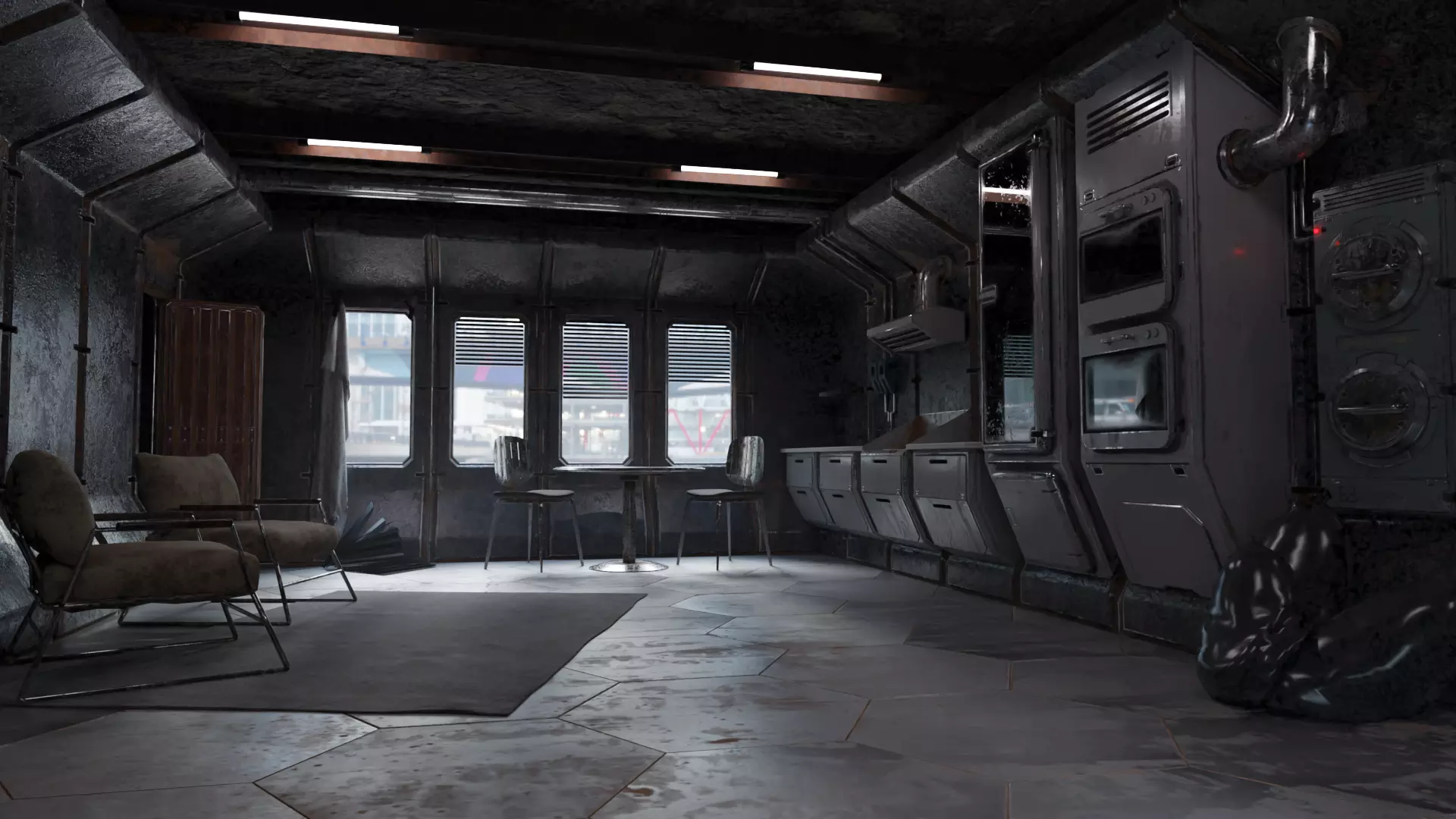 Cyberpunk Apartment v8 Scene - Low Poly 3D model_0