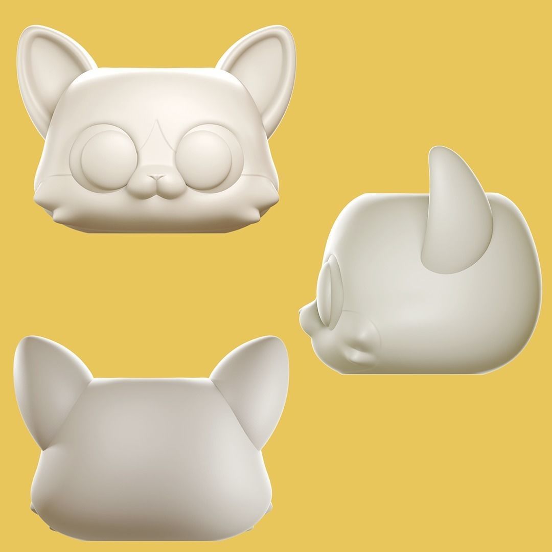 Kitty Head Plant Pot - Succulent- Planter 3D print model_7