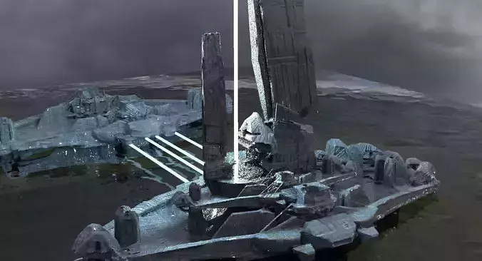 Halo Forerunner Inspired Gateway with bridge hologram 3 3D