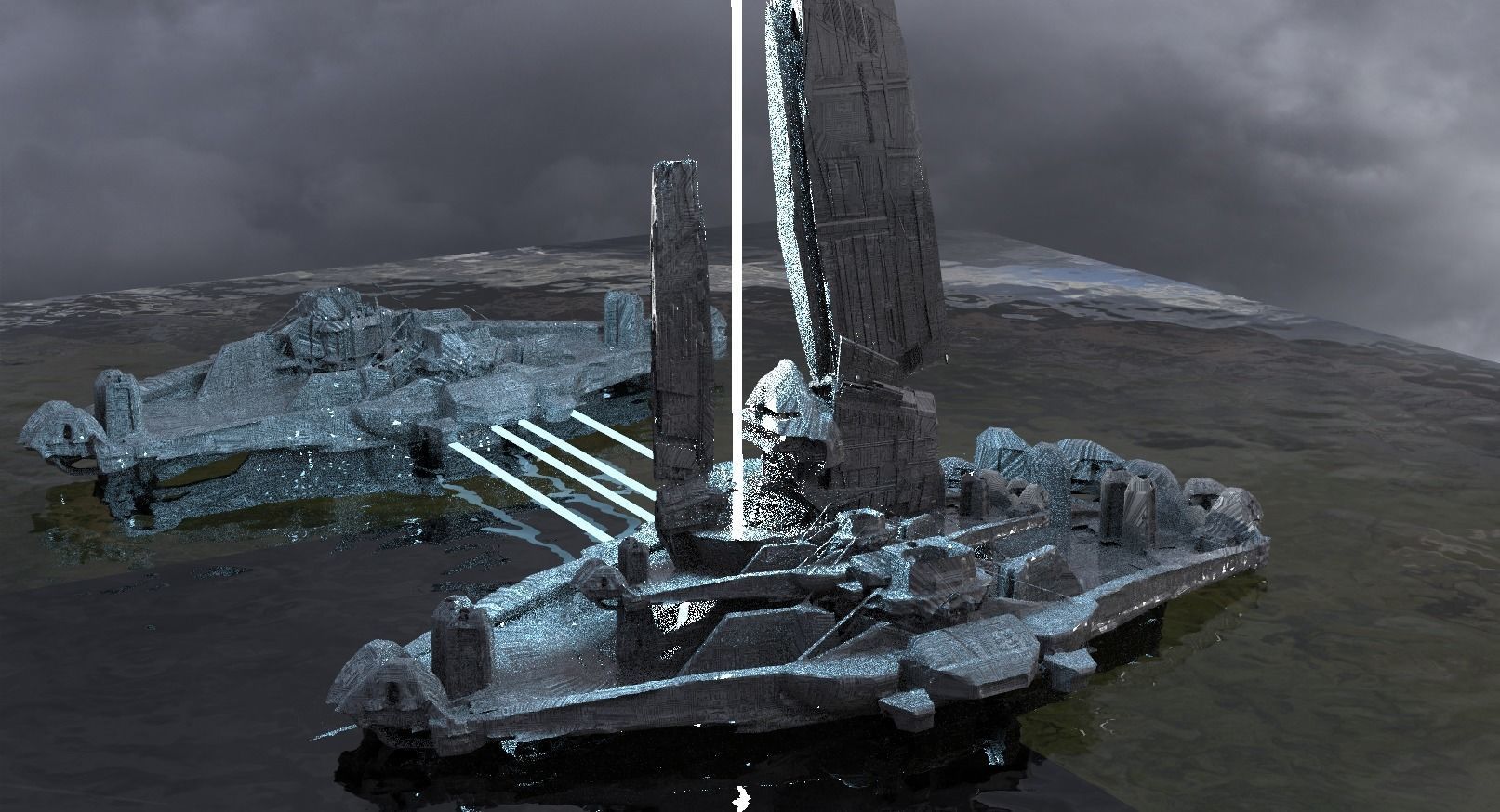 Halo Forerunner Inspired Gateway with bridge hologram 3 3D 3D model_3