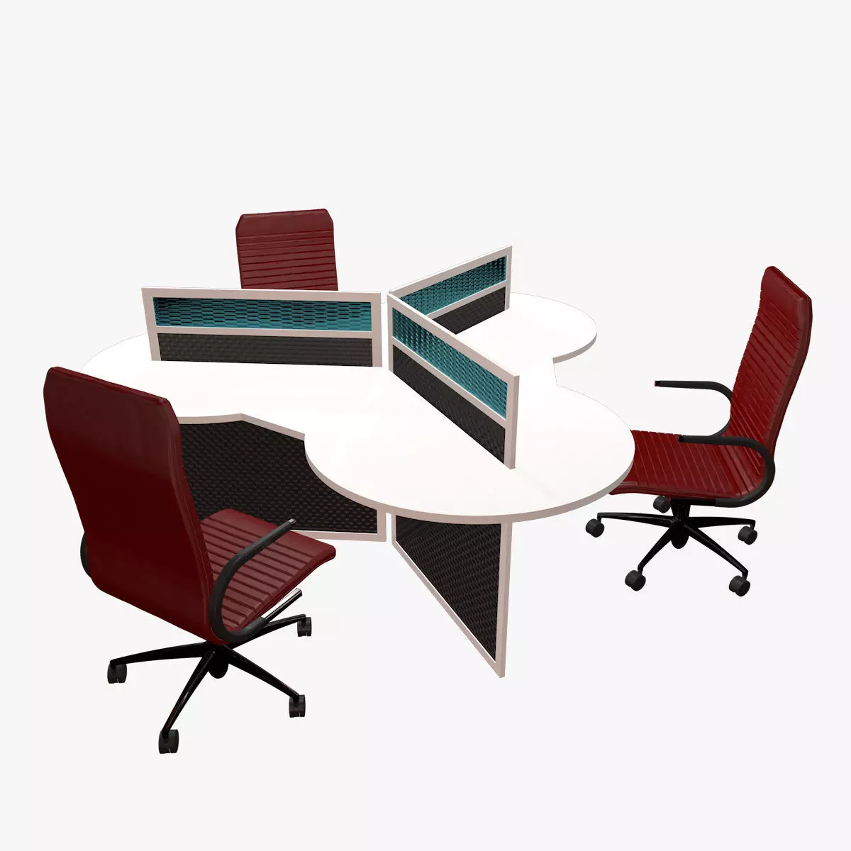 Triple desk 3D model