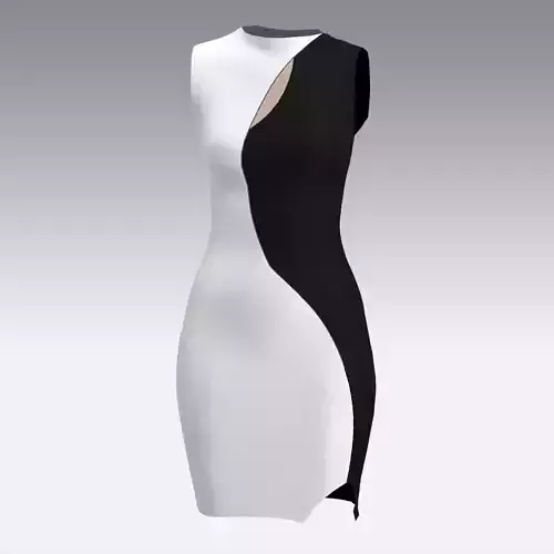 DRESS BLACK AND WHITE SMALL DRESS S CURVE LOOK