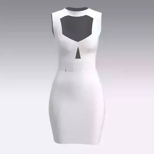 HEART NECKLINE SHAPED LOOK WHITE DRESS