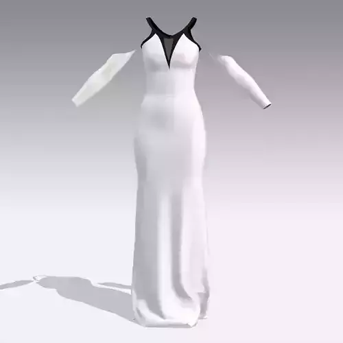 DRESS BLACK AND WHITE LOOK HALTER NECKLINE LONG DRESS