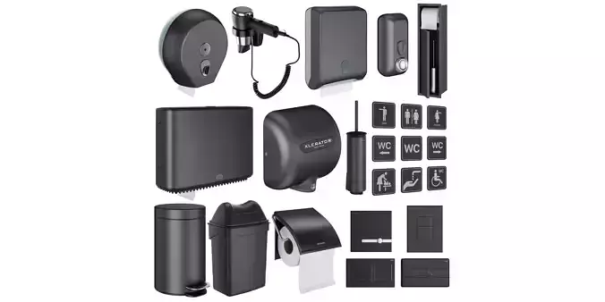 Public toilet accessories black set 152