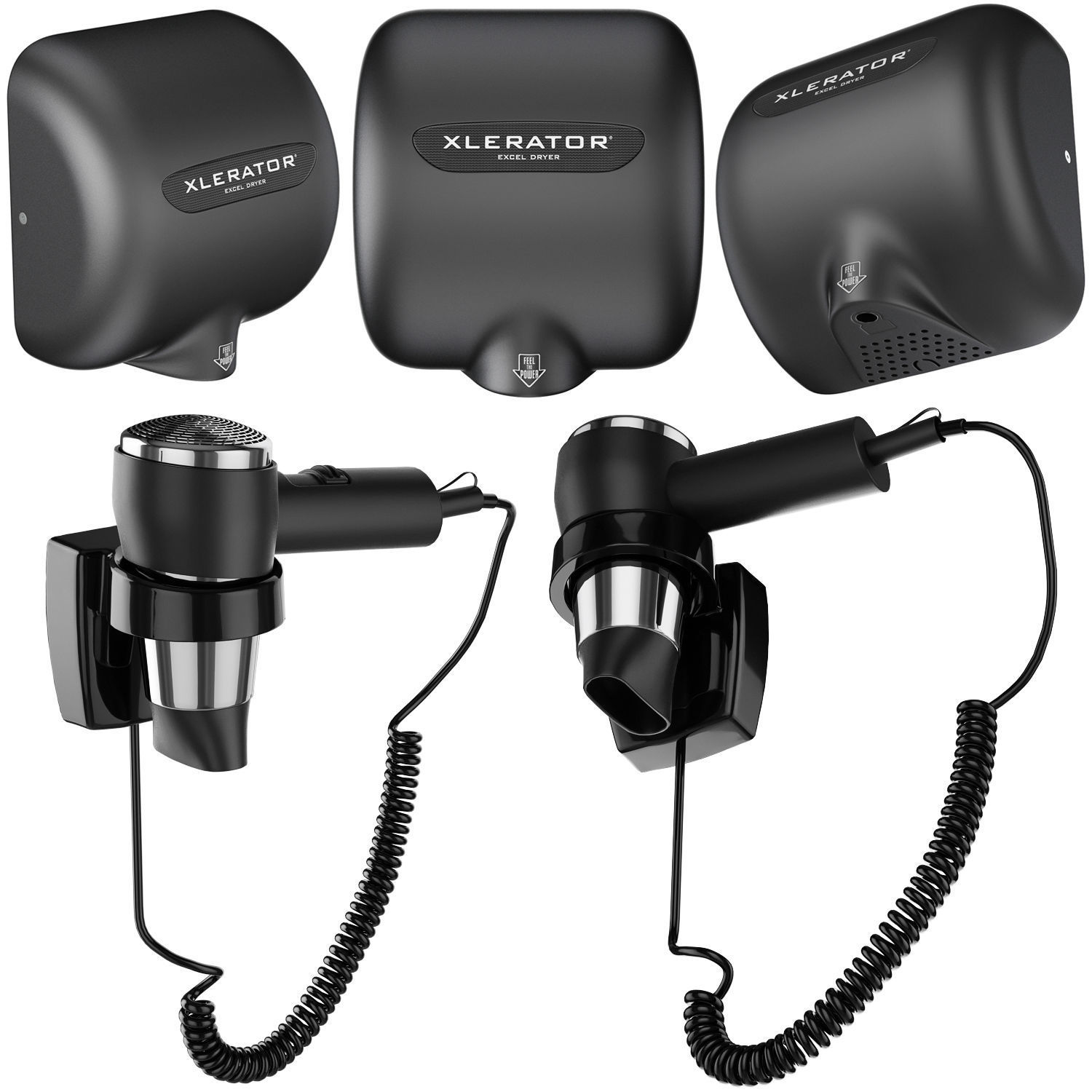 Public toilet accessories black set 152 3D model CGTrader