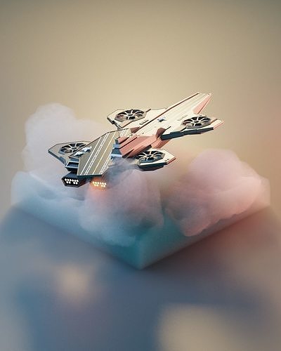 Avengers Helicarrier 3D model render in blender low poly  Low-poly 3D model